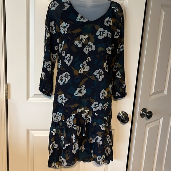 Cabi dress. Navy with brown, teal and cream. XS. Like new worn once. - Picture 2 of 13